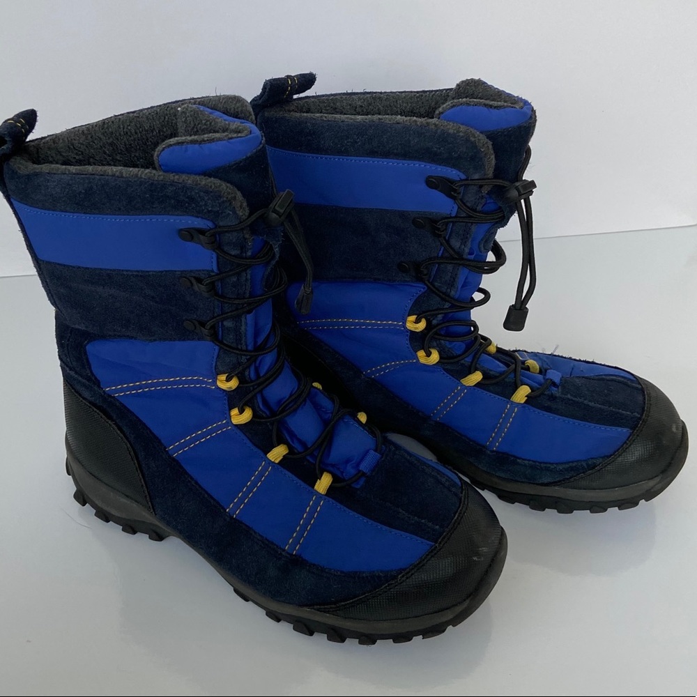 Lands End Suede Boots Winter Kids Blue Lace Up 6
